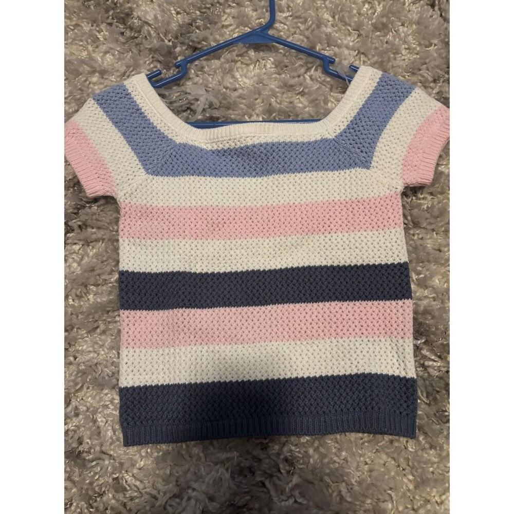 TILLYS‎ Striped Knit Cropped Square Neck Short Sleeve Top Women Size S NWT